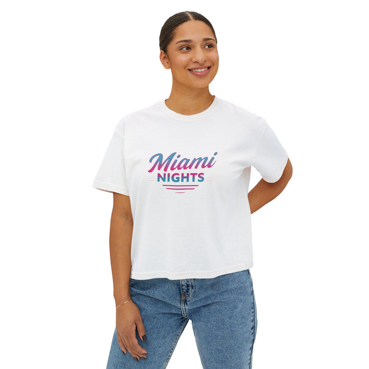 Miami Nights Boxy Tee for Women - Trendy and Chic Women's T-Shirt
